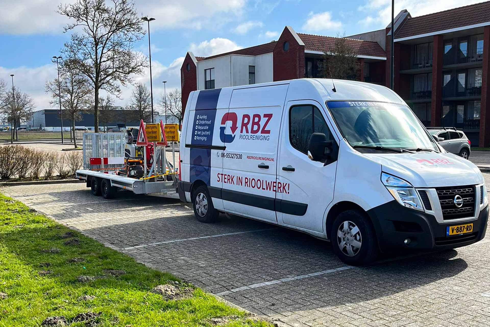 RBZ Rioolreiniging werkbus met aanhanger